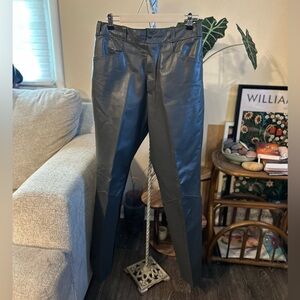 Vintage ExcellED Mens Collection Gray Genuine Leather Pants 32x32 Pleated Moto
